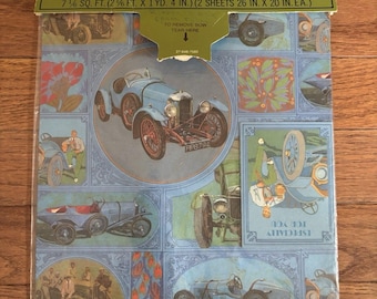 Set di carta da regalo vintage anni '70 Hallmark Ambassador con auto d'epoca sigillate