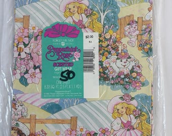 Vintage Geschenkpapier mit Pfefferminz-Rosen-Duft und Zitronenlilie aus dem Jahr 1992, neu und versiegelt