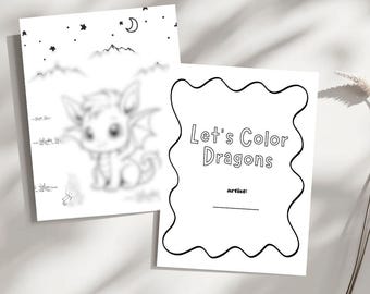Drachen Malvorlagen für Kinder 7 Printable Sheet Bundle (Digital PDF)