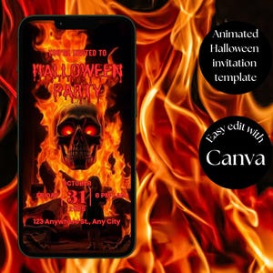 Animated Halloween Party Invitation Video Template: Editable E-Invite (Digital Download)