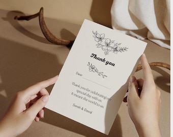 Editable Wedding Thank You Card Template: Elegant Design (Instant Download, Canva)