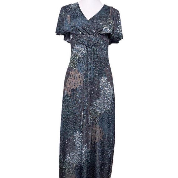 long empire waist evening dress with short flutter sleeves Maxi Summer Dress, Western Boho Style, Flutter Sleeves, Empire Waist, Size  Small