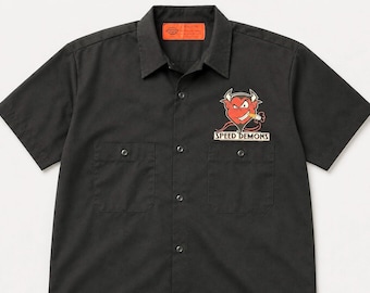 Vintage Dickies Arbeits-Hemd, Speed Demons Hot Rod Shop, 2XXL