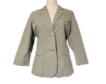 Olive Green Lightweight Jacket, Women’s Size 10, Vintage Eddie Bauer