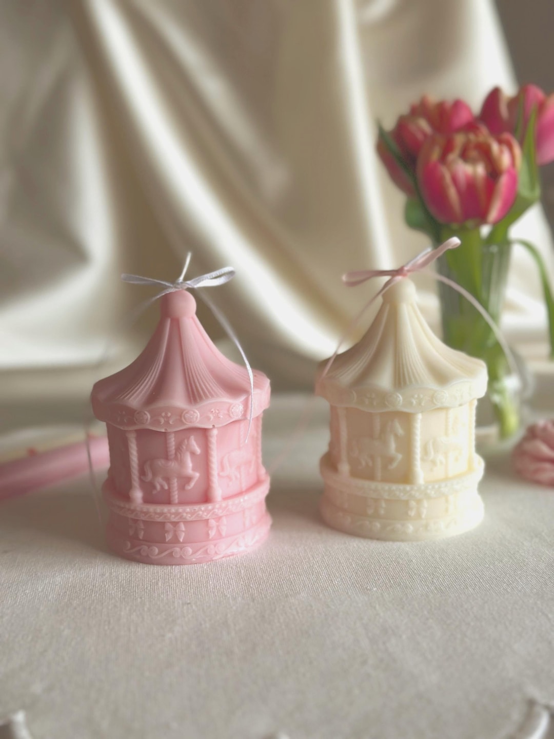 Handmade Carousel Candle | Soy Wax, Pastel Tones, Baby Shower Favor - Etsy
