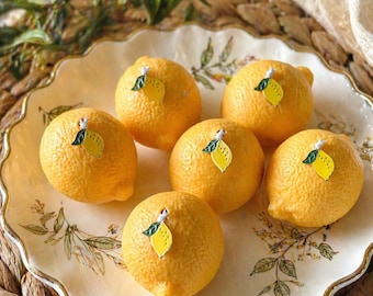 Mini Lemon Candles | Realistic Soy Wax Favors, Italian Party Decor, Bridal Shower Gift