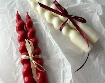 Spiral Taper Candles: Handmade Soy Wax Dinner Candles - Elegant Twisted Design