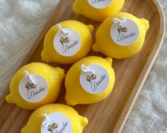 Vela de boda artesanal con aroma a limón: soja/oliva/abeja, decoración ecológica, pedido al por mayor de recuerdos de boda.