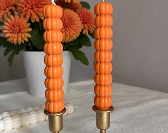 Pumpkin Taper Candles, Fall Candles, Orange Pumpkin Candle, Thanksgiving Table Decor, Halloween Candle, Autumn Home Decor