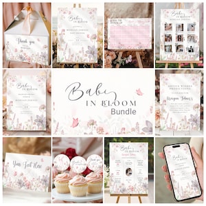Wildflower Baby Shower Bundle: Editable Template, Decorations (Digital Download)