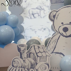 Tren de decoración para dos cumpleaños Chugga Chugga, tren azul grande, recorte imprimible para segundo cumpleaños