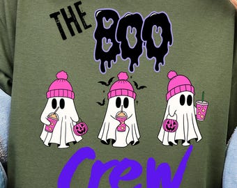 Halloween Boo Crew T-Shirt, Spooky Ghost Graphic Tee, Cute Ghosts, Halloween Party, Funny Halloween T-Shirt, Fall Shirt, Trick-or-Treat Gift