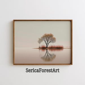 Minimalist nature wall art landscape painting neutral wall decor living room wall art modern home decor rustic wall art printable art