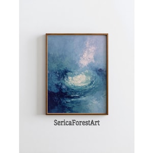 Ocean whirlpool abstract wall art blue water swirl painting digital print for coastal decor calming nature art for living room bedroom