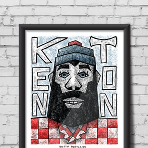 Paul Bunyan Kenton Neighborhood North Portland print - Screen print, plaid, beard, Axe, Hipster, PDX, PNW, Statue, Oregon, Babe, Lumberjack