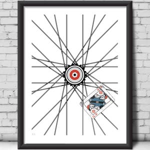 Bike screen printed poster, cyclist, spokes, biking, bike riding, fixed gear, gear, gears, card, cycling, hipster, alleycat, race, fixie image 1