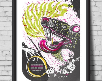 MELVINS screen print gig poster - Portland, Oregon 2010, green, rat, pink, ring, skeleton, teeth, poster, print, art, metal, sludge, doom