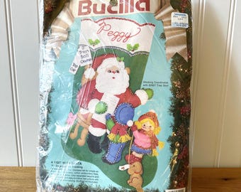 Vintage 1991 Bucilla Felt Christmas Stocking Kit – A Visit With Santa – New Sealed