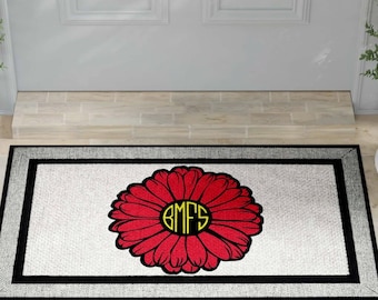 Welcome Mat | Bluegrass Music Inspired Doormat | Red Daisy | Made for Indoor or Outdoor Use