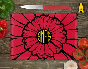 Snijplank | Rood madeliefje gehard glas | BMFS Ventilator Keukendecoratie