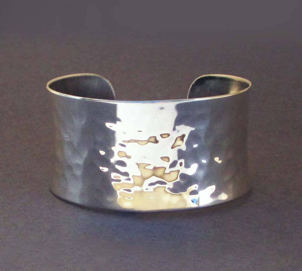 Hammered Sterling Silver Cuff Bracelet Modern Jewelry