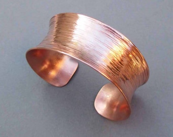 Copper Anniversary Cuff Bracelet 7th Anniversary Gift for Wife Hammered Copper Bangle