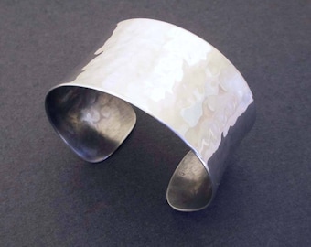 Hammered Sterling Silver Cuff Bracelet Modern Jewelry Dimpled Textured Silver Bracelet Artisan Handmade