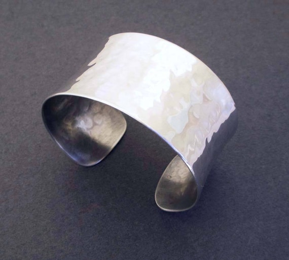 Hammered Sterling Silver Cuff Bracelet Modern Jewelry