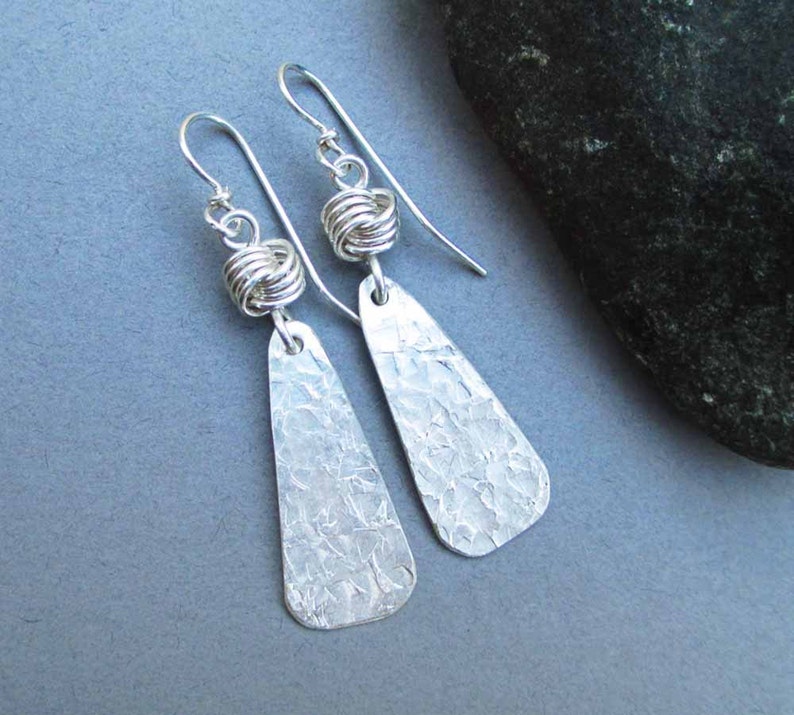 Hammered Sterling Silver Dangle Earrings with Love Knots Etsy