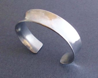 Aluminum Cuff Bracelet Hammered Modern Minimalist 10th Anniversary Gift for Wife