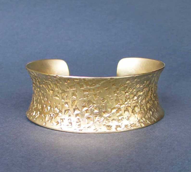Hammered Gold Cuff Bracelet Brass Jewelry Textured Metal Etsy