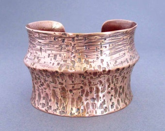 Modern Copper Cuff Bracelet 7th Anniversary Gift for Wife Unique Rustic Edgy Jewelry