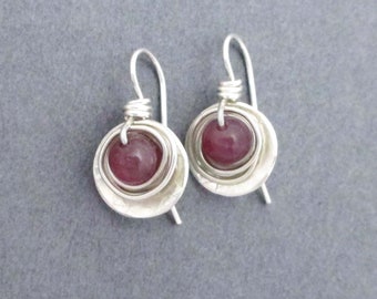 Real Ruby Earrings Sterling Silver Small Drop Dangles Genuine Rubies July Birthstone Gift