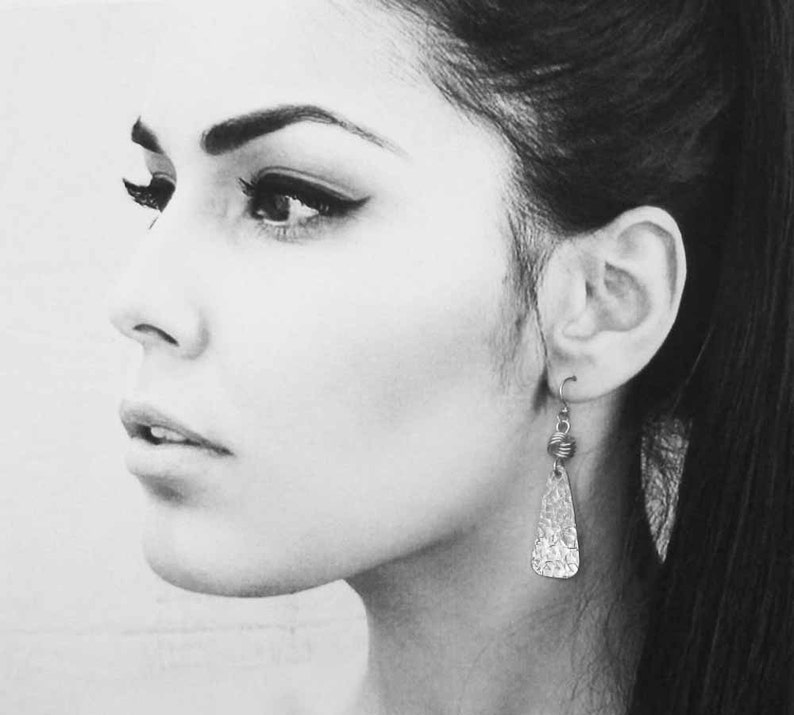 Hammered Sterling Silver Dangle Earrings with Love Knots Etsy