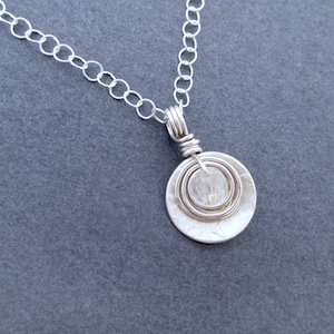 Rock Crystal Quartz Pendant Necklace Sterling Silver Chain April Birthstone Gift