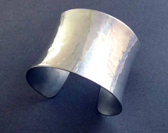 Hammered Aluminum Cuff Bracelet Modern 10th Anniversary Gift for Wife