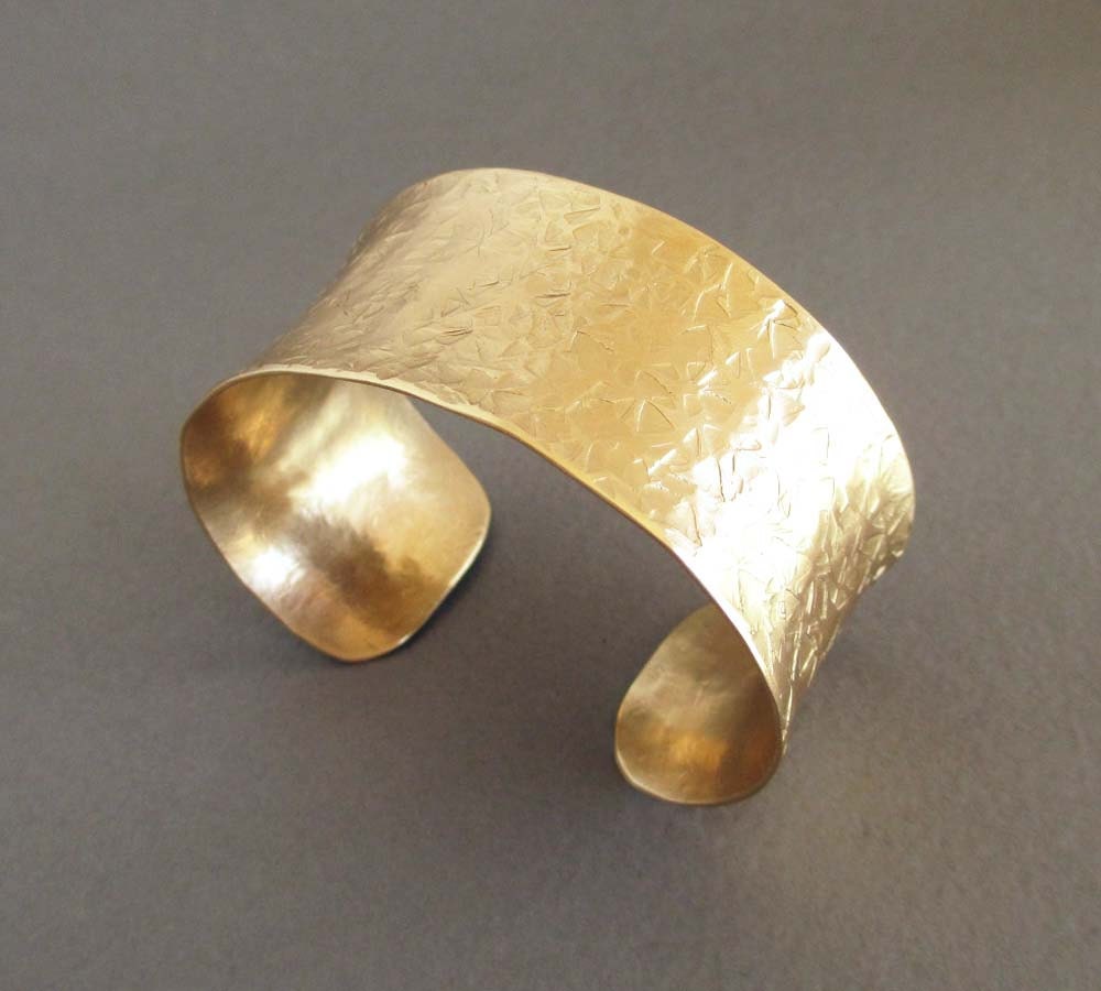 Gold Tone Cuff Bracelet Hammered Brass Bangle Bracelet Ancient Etsy