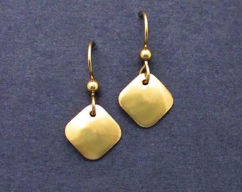 14k Gold Filled Small Square Earrings Minimalist Gold Dangle Earrings