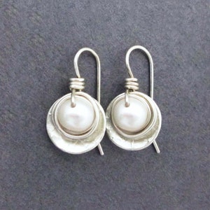 Genuine Freshwater White Pearl Earrings with Sterling Silver Dangles and Ear Wires June Birthstone Gift
