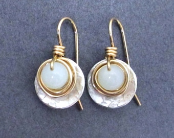 Genuine Opal Earrings October Birthstone 14th Anniversary Gift for Wife Silver Gold Small Dangles