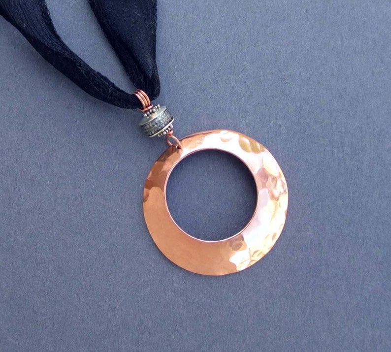 7th Anniversary Gift for Wife Hammered Copper Pendant Necklace - Etsy