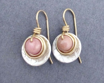 Genuine Peruvian Pink Opal Earrings October Birthstone Gift 14h Anniversary Gift for Wife