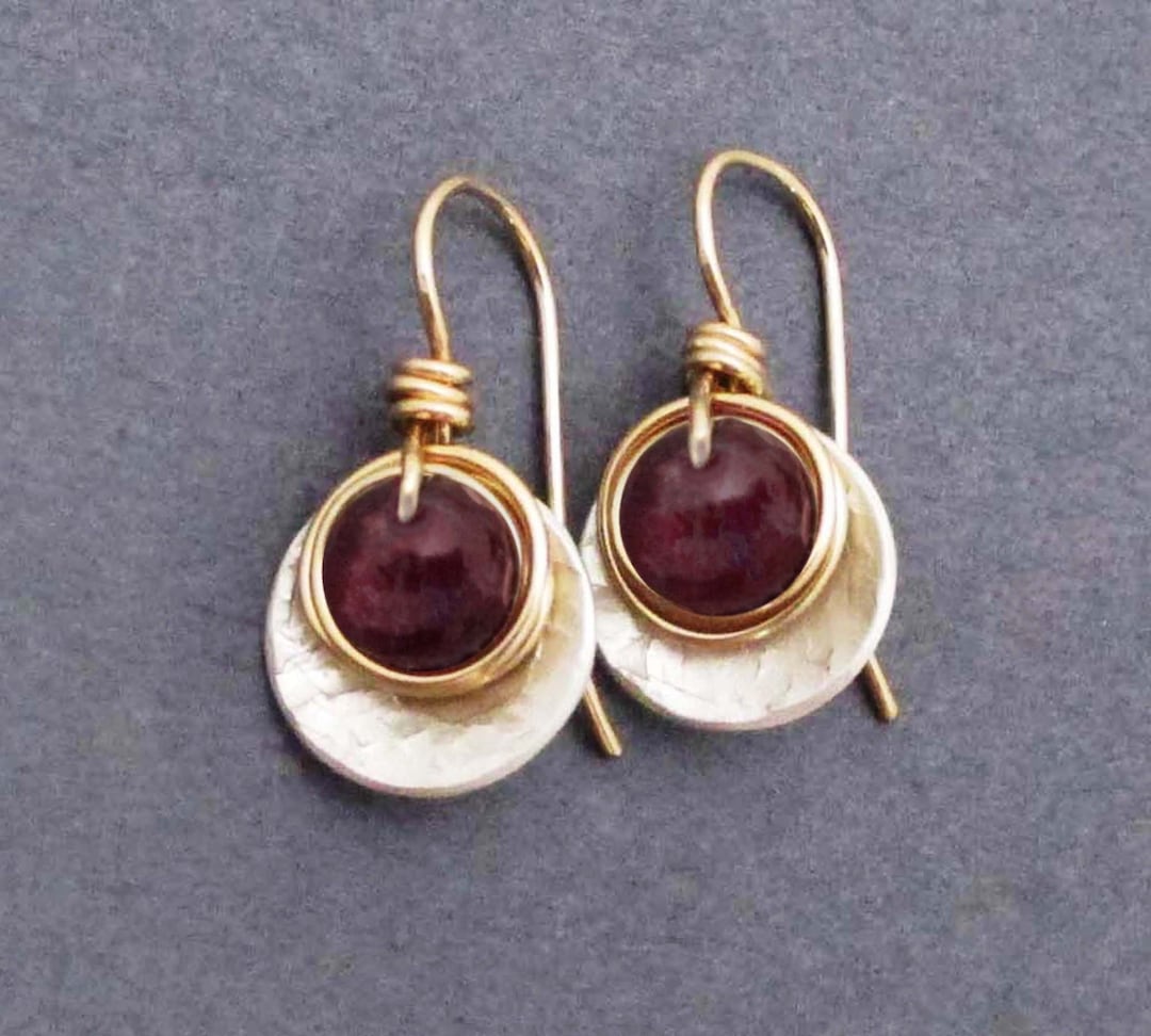 Genuine Ruby Earrings Sterling Silver and Gold Fill Ear Wires - Etsy