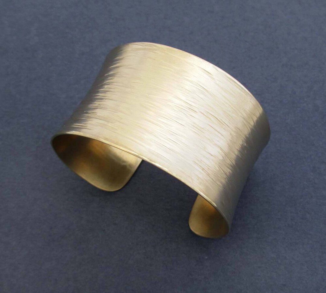 Gold Tone Hammered Brass Cuff Bracelet Modern 21st Anniversary Gift for ...