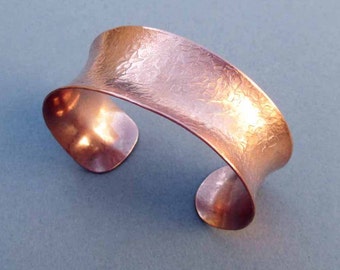 Hammered Copper Cuff Bracelet Modern Copper 7th Anniversary Gift for Wife