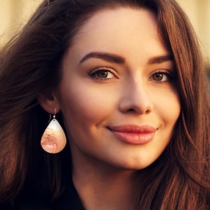 Big Bronze Teardrop Earrings Hammered Dangles Modern 8th or 19th Anniversary Gift for Wife image 2