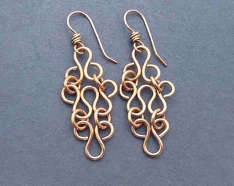 Bronze Filigree Earrings Modern 8th or 19th Anniversary Gift for Wife