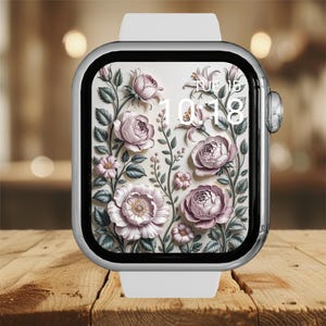 Sfondo con rose per Apple Watch, quadrante floreale, quadrante digitale per Apple Watch, sfondo con rose rosa per Apple Watch, sfondo romantico per Apple Watch