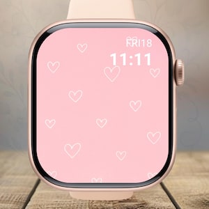 Set di sfondi per Apple Watch con scarabocchi pastello / Cuori, stelle, fiori, sorrisi, farfalle, quadranti per orologi con scarabocchi minimalisti e minimali in colori pastello