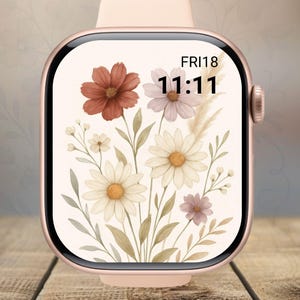 Boho Trockenblumen Apple Watch Wallpaper, Vintage Floral Apple Watch in 3D Stil